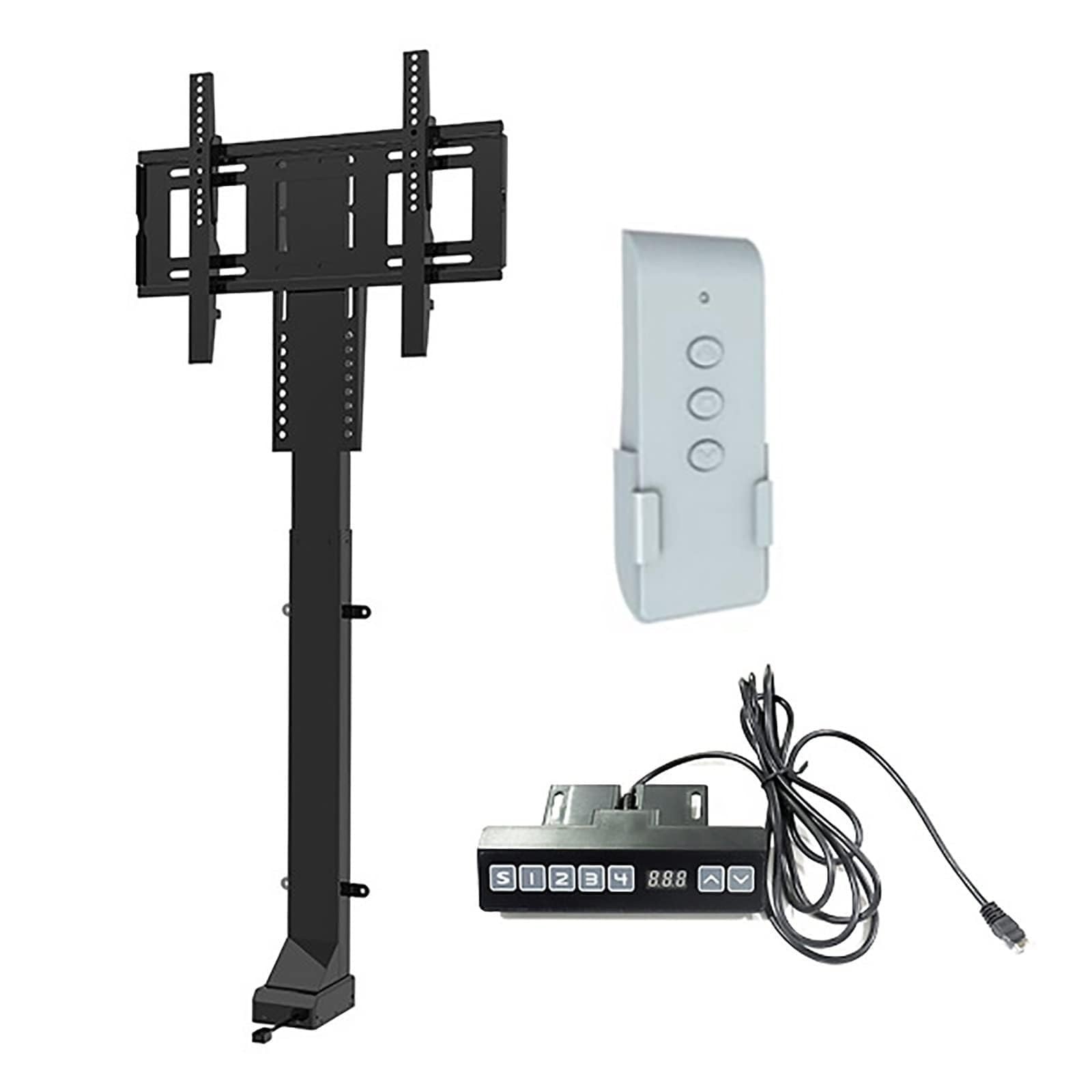 QICBYING Motorized TV Mount Lift With Remote Control - Adjustable Motorized Tv Mount, Telescopic Electric TV Lift With Auto Lifting, Can Be Hidden In The Cabinet, Fits 32-70 Inch TVs