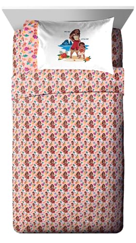 Image of Disney Moana Twin Comforter Set 5 Piece Kids Bedding for Girls, Beige