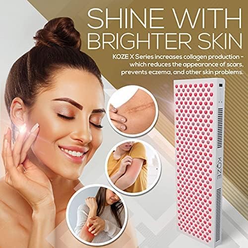 KOZE Red Light Therapy for Body 1500 watt - 300 Dual LEDs 660 & 850nm Red & Near Infrared NIR Light Therapy Device, Flicker Free No EMF, Clinical Grade Anti-Aging, Workout Recovery - X Series