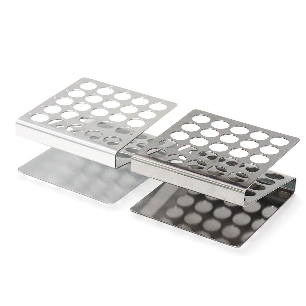 ULAB Scientific Test Tube Rack Set, Z Shape, 1pc in Stainless Steel, 1pc in Aluminum, UTR1003