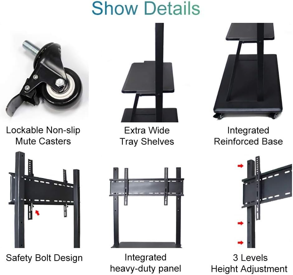 Soporte móvil ajustable para TV con ruedas miniatura 5