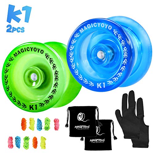 MAGICYOYO Pack of 2 Responsive YoYo, K1 Plus Crystal Blue, Grow Green, Hubstack