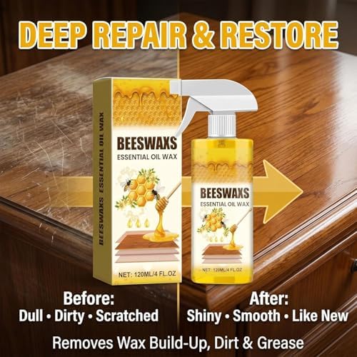 Beeswax Wood Polish Spray, 2026 Upgraded Natural Beeswax Essential Oil for Wood, Furniture and Wooden Cabinet, Natural Micro-Molecular Spray (1PCS)