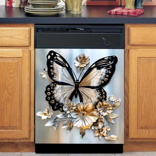 Image of BVBOX Dishwasher Magnet Cover 23 inchx26 inch, Reusable Magnetic Refrigerator Covers, Decorative Magnets Cover Fridge Door Skin Panel Stickers for Home Kitchen Appliance