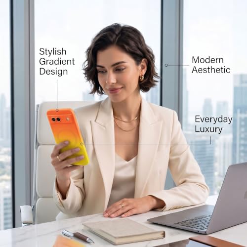 Image of amazon basics Gradient Mag-Safe Case for Google Pixel 8A | Soft Silicone Shockproof Cover with Camera Protection | Slim Lightweight Design | Smooth Touch & Durable - Orange & Yellow