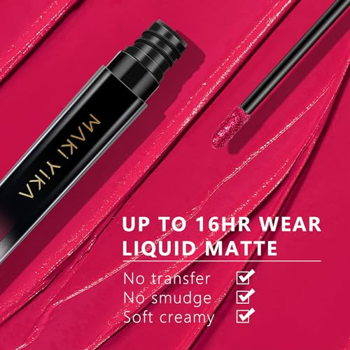 Image of MAKI YIKA Magenta Red Lipstick Matte for Women Color Stay Long Lasting