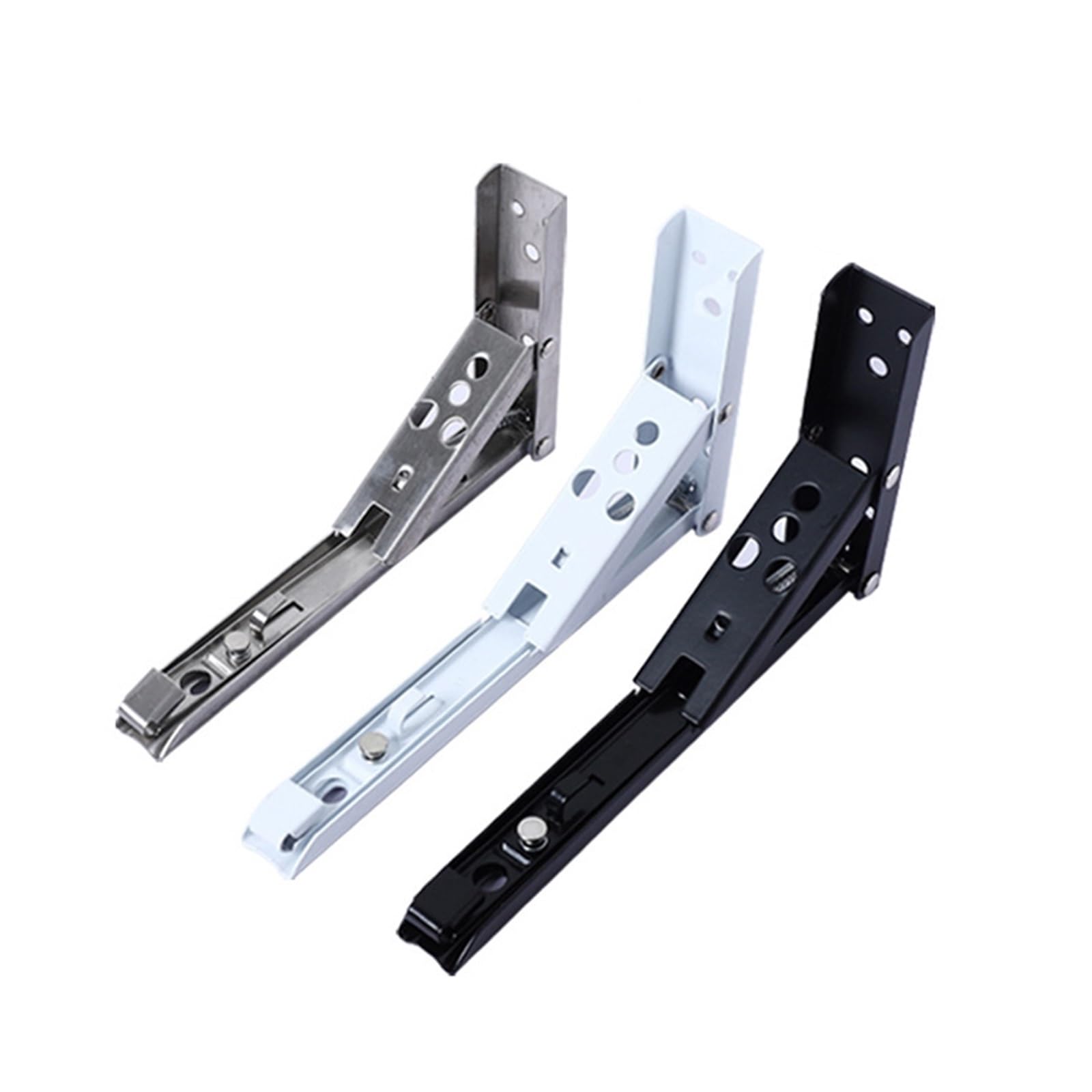 Shelving Hinges, 2PCS Stainless Bracket Adjustable Wall Mounted Shelf Brackets 8/Collapsible(Black 8 Inch)