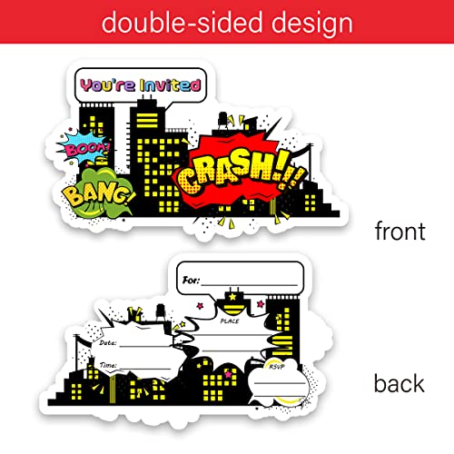 Superheroes Birthday Party City Shaped Fill In Invitations Super Hero Girls Boys Kids Birthday Party Invite Cards With Envelopes (Set Of 20) #TOP1