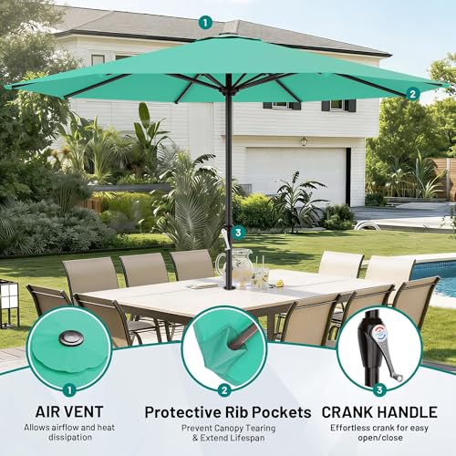 Image of AreShark 12 FT Patio Umbrella for Outdoor, Outdoor Table Umbrella with Crank, Outdoor Patio Umbrellas with 8 Sturdy Ribs, Patio Umbrellas for Market, Garden, Pool (Aqua Sky)