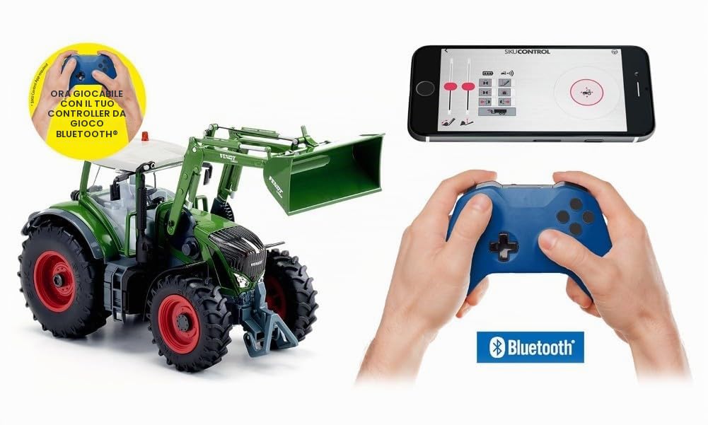 Siku 6793, Trattore Fendt 933 Vario con caricatore frontale, Verde, Metallo/Plastica, 1:32, Telecomandato, Guida tramite app con Bluetooth, Senza telecomando