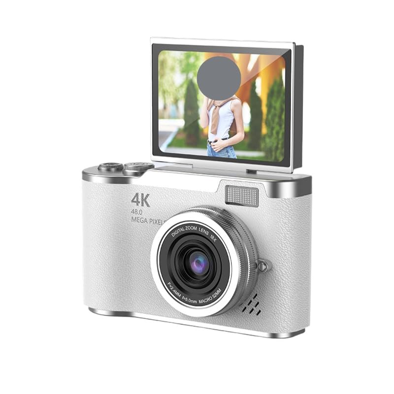 Amazon | 4K デジタルカメラ、180° 回転スクリーン、デュアルレンズ、6