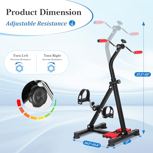 Image of Adjustable Pedal Exerciser Bike for Seniors,Hand Arm Leg and Knee Therapy, Stroke Recovery, Portable Fitness Equipment for Total Body Workout - Great Gift for Elderly Rehab
