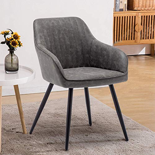 Annjoe Faux Leather Accent Chair Arm Chairs Living Room Chairs Leisures Chair Upholstered Chair With Metal Legs Set Of 2 For Home Kitchen Office Bistro Cafe, Gray #TOP6