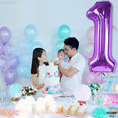 Image of Katchon, 40 Inch Purple Number 1 Balloons For 1st Birthday Decorations