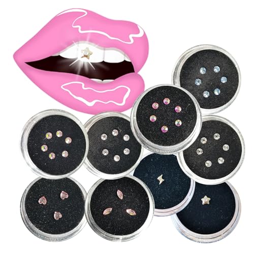 Image of Chamon Tooth Gems, 8K Gold Teeth Gem Pentagram Lightning Shape Round Crystals 2.5mm