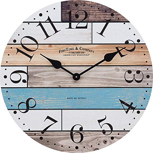 FirsTime & Co. Multicolor Newton Woodgrain Wall Clock, Large Vint...