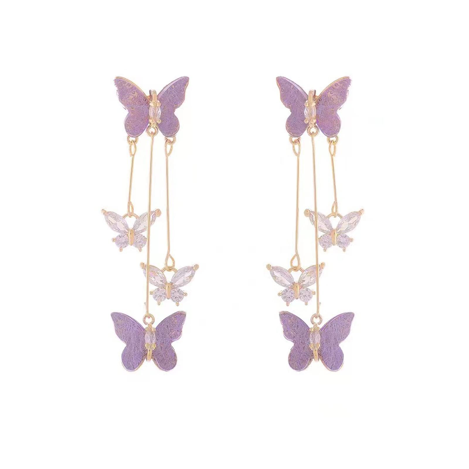 NIQIPOK Purple Butterfly Earrings Crystal Butterfly Tassel Earrings for Women 3D Long Butterfly Tassel Style Zircon Earrings Butterfly Jewelry Gifts, Metal, No Gemstone (B0C5SQ9R2W) Amazon Price History, Amazon Price Tracker