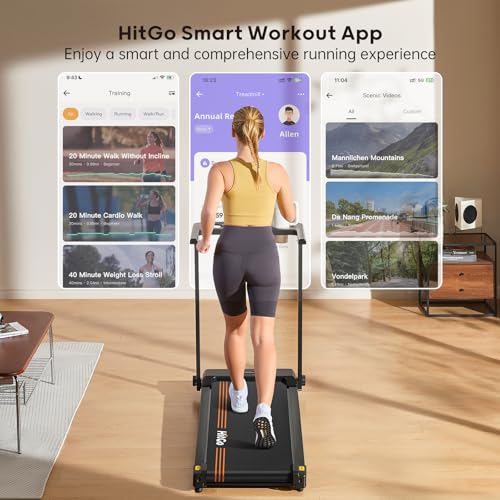 Image of HitGo Walking Pad for Home Office, 2026 Under Desk Treadmill with App, Remote, LED Display, Portable Small Design with Optional Incline or Foldable Handle