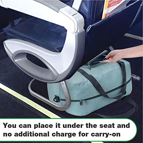 Wandf Foldable Travel Duffel Bag Luggage Sports Gym Water Resistant Nylon (C-Mint Green Denim)