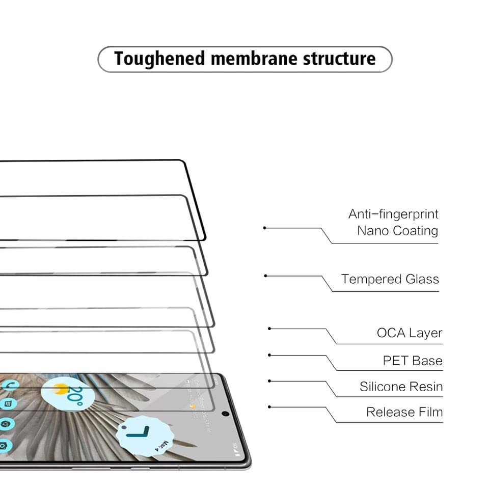 Image of Advanced Premium Tempered Glass Screen Protector Guard For Google Pixel 7 (Black, Pack of 1) Full Glue Edge to Edge Coverage with Easy Installation Kit- By Blackwik