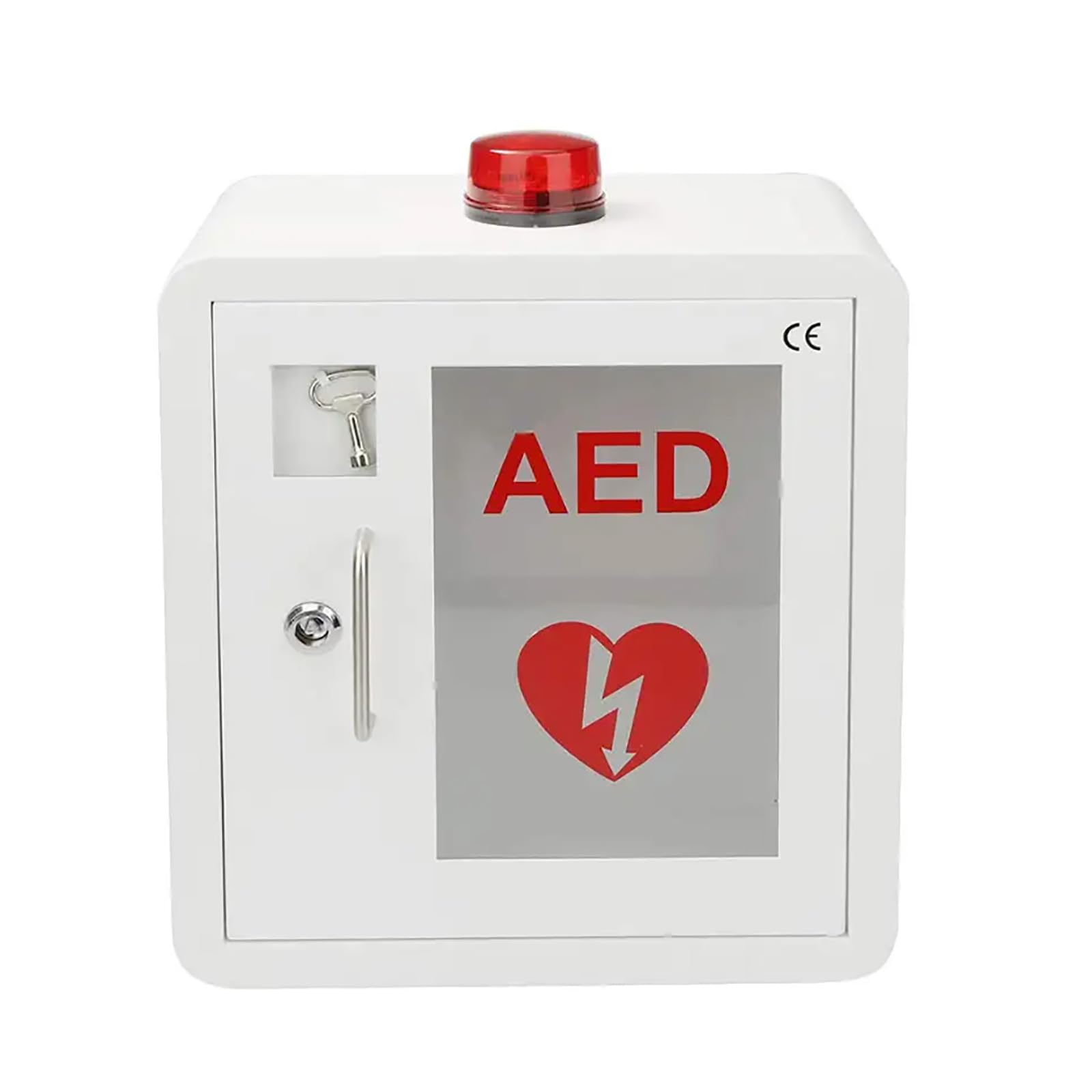 AED Defibrillator Storage Cabinet, First Aid Kit Cardiac Defibrillator Storage Cabinet AED Alarm Box with Key and Alarm, Fits Most AED Models, for Office, Nursing Home