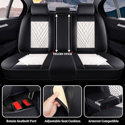 Image of Car Seat Covers Full Set for Subaru Forester 2000-2026, Waterproof Nappa Leather Car Seat Cover, Full Coverage Car Seat Covers Sets(5 Seats /Black White)