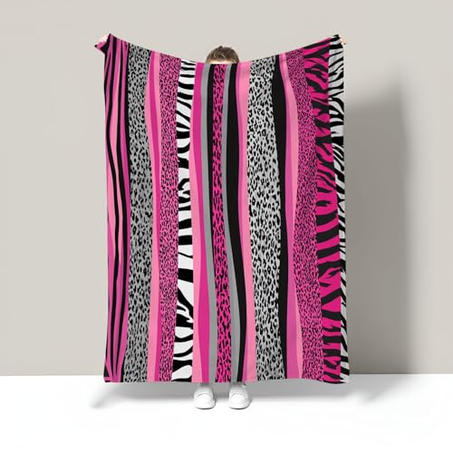 Plaid Rayures Léopard 150X200Cm, Géométrique Animal Flanelle Couverture Moelleuse Lavable Couverture Douillette pour Canapé, Canapé La Chambre Jete De Lit...