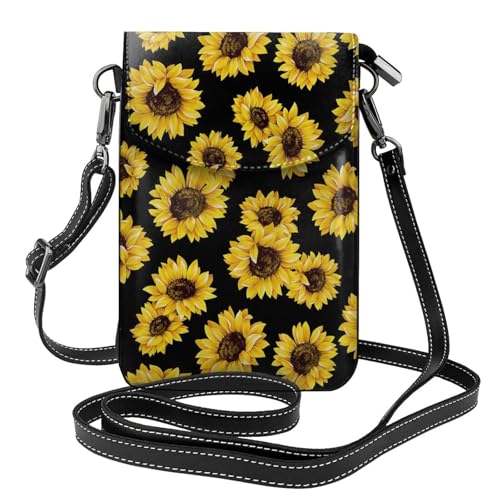 Pochette téléphone portable pour femmes en cuir PU motif tournesol