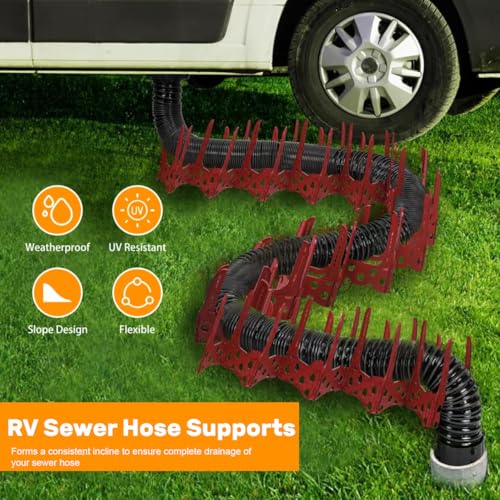 Image of RV Sewer Hose Support 20FT - Heavy-Duty Flexible Design with Deep Cradles & Carry Strap | Compact Folding System | Fits Travel Trailers, Campers & Motorhomes | Fast Setup & Smooth Drainage