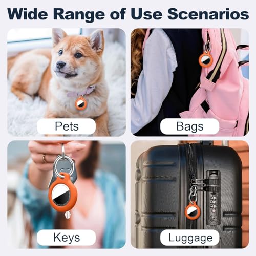 Image of MOLOSLEEVE Case for AirTag 2nd Gen (2026) & 1st Gen, Shockproof Holder Anti-Scratch Protective Cover for Air Tags, Men's Women's Keyrings & Keychains for Keys, Luggage, Bags, Orange