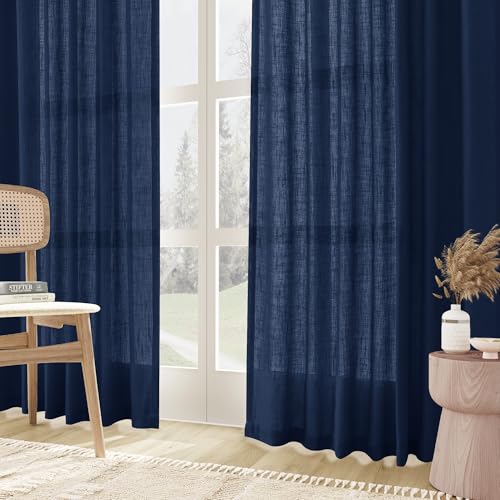 Joywell Linen Curtains 90 Inches Long for Living Room Denim Blue by Joywell - Used condition - Image 8