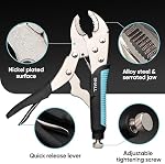 SHALL Ensemble de Pince à Verrouillage de 6 Pièces, Ensemble de Pince à Griffe, 5", 7" & 10" Mâchoire Courbée, Pince à Long Nez de 6-1/2" & 9-1/2", Pince C-Clamp à Verrouillage de 6", Poignée TPR Bicolore, Poche de Rangement Incluse