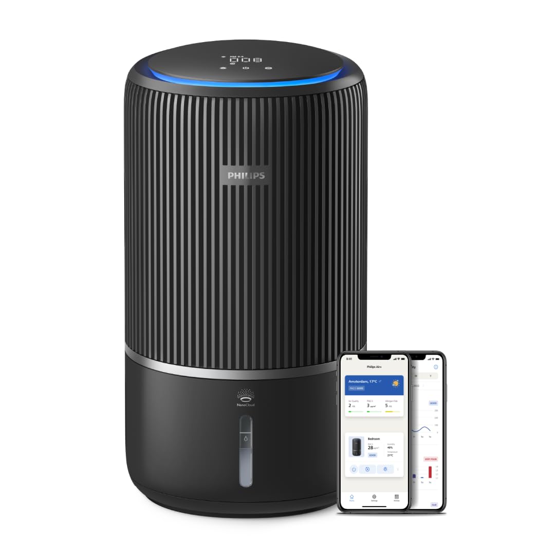 Philips Série 3400 Purificateur d'Air et Humidificateur 2 en 1, Filtre HEPA NanoProtect + Filtre à Charbon Actif, Humidification Hygiénique, CADR 300 m³/​h, Taux d'Humidification 650 ml/​h (AC3421/​13)