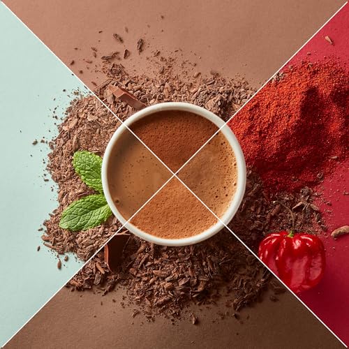 Image of Hotel Chocolat Vegan Hot Chocolate Variety Pack - Dairy Free Drinking Chocolate Flakes, 10 Servings, Gourmet Cocoa Sampler