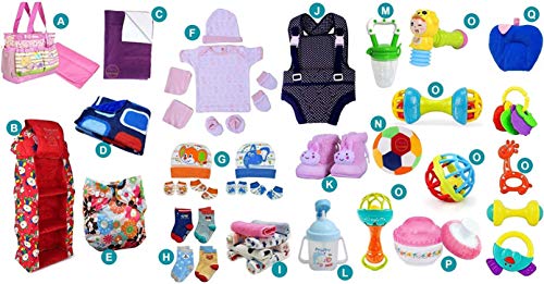 Image of New Born Baby Gift Set for 0-6 Month Baby (Clothes, Feeding, Bag and Toys) (Pack of 40)
