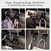 CoBak Purse Hook for Car - Universal Premium Stitched Leather and Aluminum-Magnesium Alloy Double Car Seat Back Storage Hook for Purses, Handbags, Bags (4 Pack),Black #5