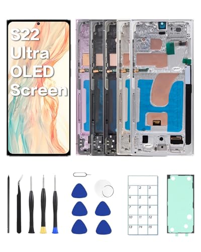 for Galaxy S22 Ultra OLED Screen Replacement with Frame and Tools