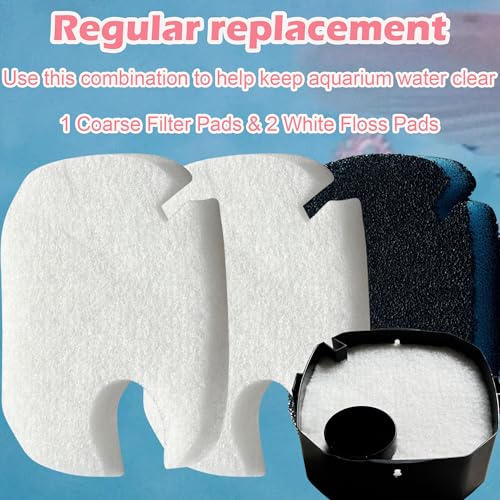 Image of Replacement Canister Filter Pads Compatible with AMOSIJOY 172 /225 /265GPH Aquarium External Filter, 4 White Floss and 2 Coarse Filter Pads for PONDFORSE 172 /225 /265GPH Canister Filter (6 Pack)