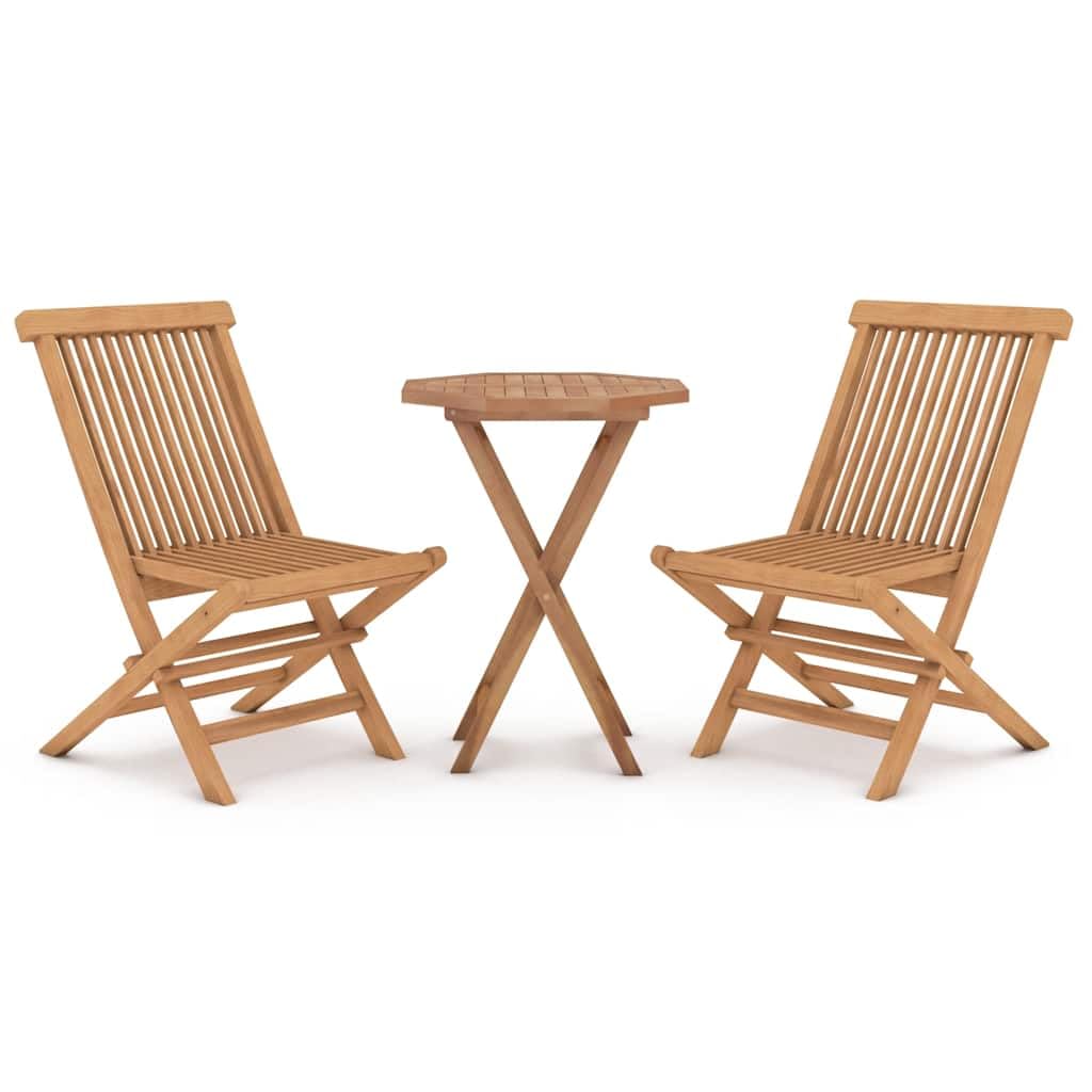 Set da pranzo da giardino in legno massello teak, sedie e tavolo pieghevoli in legno di teak per terrazza, robusto set di mobili da giardino in legno con portata massima di 110 kg per seduta
