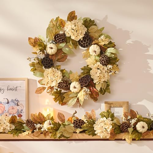  24'' Fall Wreath for Front Door with Lights  - image 3