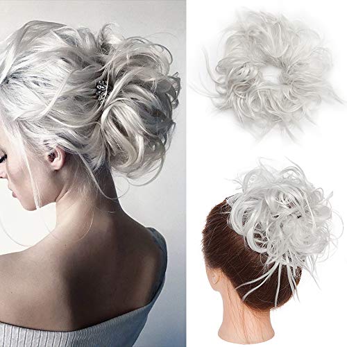 Messy Bun Hair #Silver Gray