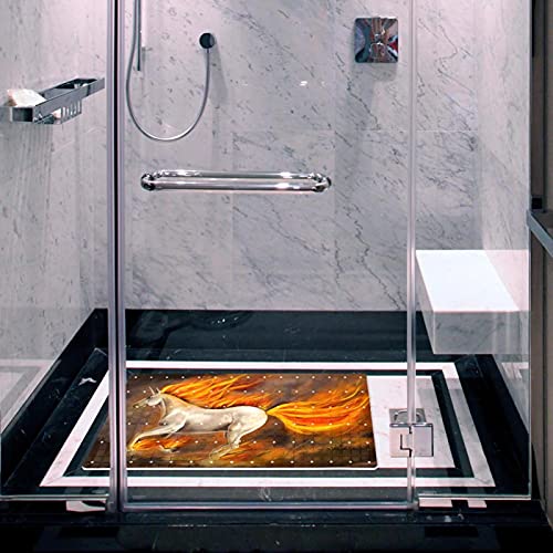 Tapis de baignoire antidérapant licorne feu 41x71 cm