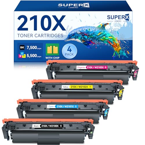 210X 210A Toner Cartridges 4 Pack Replacement for HP 210X 210A Compatible for HP Color Laserje Pro MFP 4301fdw Wireless MFP Pro 4301fdn 4201dw 4201dn Color Pro MFP 4301 4201 Series Printer (With Chip)