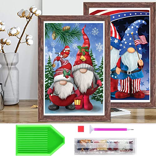 Aimooyi 6 Pack Diamond Painting Kits For Adults, Gnome Diamond Art Kits Full Drill Round Rhinestone Diamond Painting By Number Kits Accessories For Home Wall Decor Art Craft Gifts #TOP5