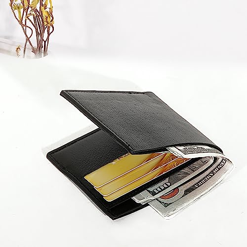 Leather Wallet Card Bag Men's Fashion Wallet Short and Simple Wallet Business Wallet Multi-card Wallet Durable Wear-Resistant Compact Design Short Style Wallet (Black)4