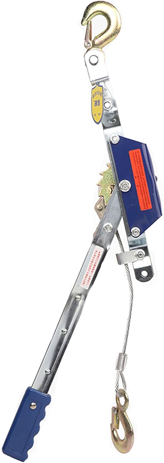 This Heavy-Duty Power Puller Winch 2000 lbs Manual Hand Winch with 2 Hooks Cable Towing & Lifting Anti-Twist Wire Rope Ideal for Cars & Heavy Loads
