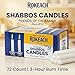 Rokeach Standard Shabbat Candles, 72 Count | White Paraffin Wax Sabbath Candles | 3-Hour Burn Time