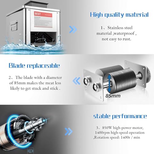 Rebanadora eléctrica de carne de acero inoxidable miniatura 6
