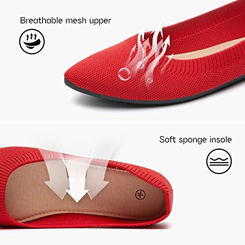 Women's Flats Shoes Pointed Toe Ballet Flats Dress Shoes Slip On Shoes Comfortable Flats(Red.us5) #TOP4