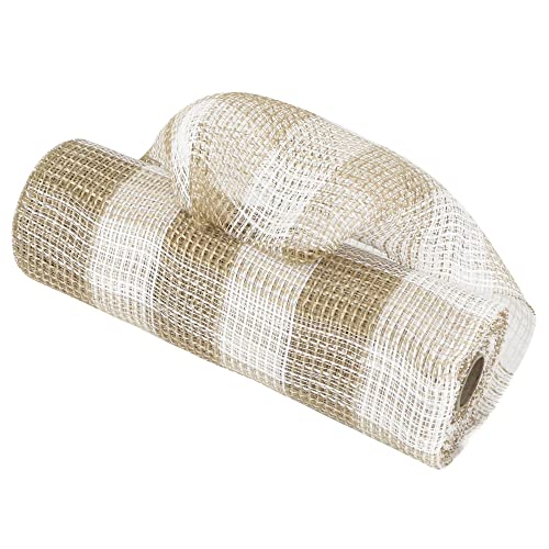 Meedee Burlap Deco Mesh 10 Inch Burlap Jute Mesh Ribbon Fabric Mesh Roll Decorative Mesh Wreath Supplies For Birthday Farmhouse Wreath Front Door Mesh Wreath (30 Feet) #TOP4